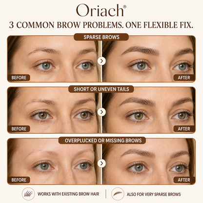 Examples for sparse, uneven, overplucked or missing brows