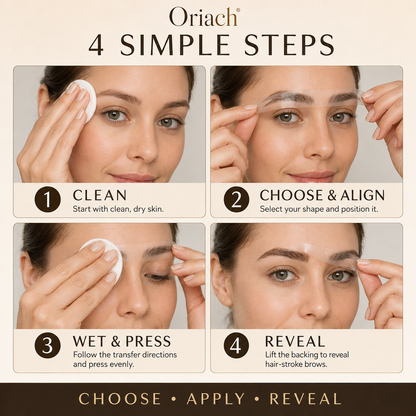 Four-step Oriach eyebrow transfer application guide