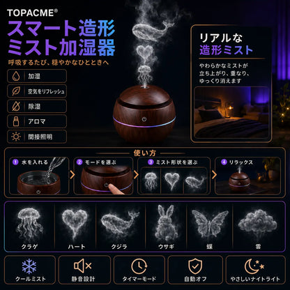 Topacme® 4-in-1 ダイナミックミスト・アロマ加湿器