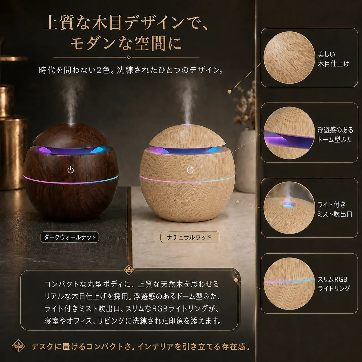 Topacme® 4-in-1 ダイナミックミスト・アロマ加湿器